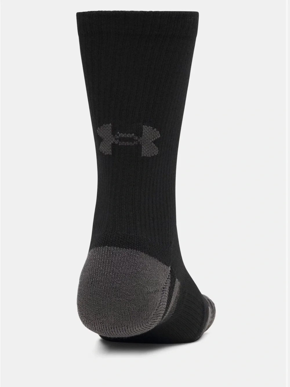 Under Armour Black Crew Socks with Gray Heel and Logo